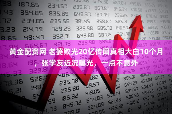 黄金配资网 老婆败光20亿传闻真相大白10个月，张学友近况曝光，一点不意外